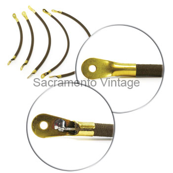 [03859-2] SPARK PLUG AND MAG WIRES- SHOW 1915-18 BROWN W/ BRASS ENDS