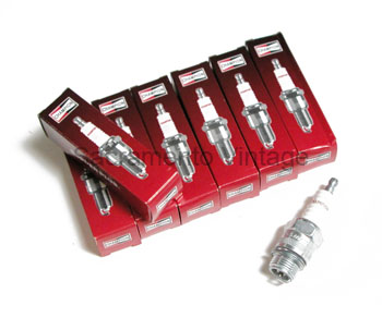 [06011-2] SPARK PLUG SET- 1933-37 W/ S-O-L-I-D TERMINALS (NOT THREADED) FOR  PLUG WIRES W/ PUSH ON CONNECTORS (8) MOTORCRAFT