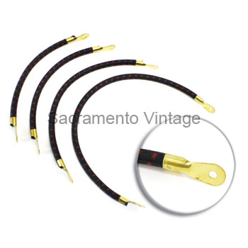 [03864-2] SPARK PLUG WIRE SET- 1909-25 BLACK W/ RED TRACER 9MM BRASS ENDS