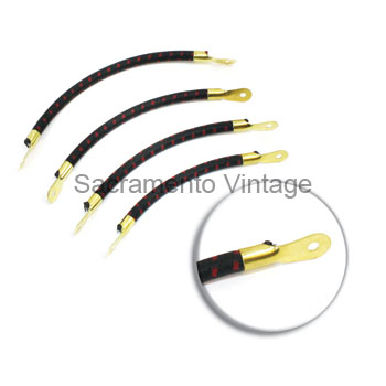 [03864-3] SPARK PLUG WIRE SET- 1926-27 BLACK W/ RED TRACER 9MM BRASS ENDS