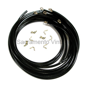 [06016-0] SPARK PLUG WIRE SET- EARLY 1932-34 BRASS TUBULAR HOOK AT PLUG