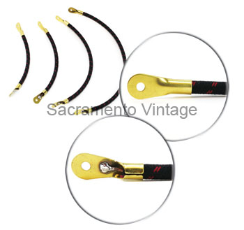[03859-3] SPARK PLUG WIRES- SHOW 1919-25 BLACK WITH RED BRASS ENDS 7MM