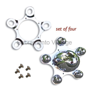 [14358-3] SPIDER CENTER CAP SET- 5 ON 5-1/2 CHROME - SET OF 4