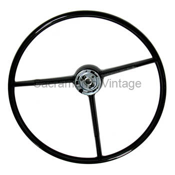[07180-1] STEERING WHEEL 1961-70 BLACK 3-SPOKE