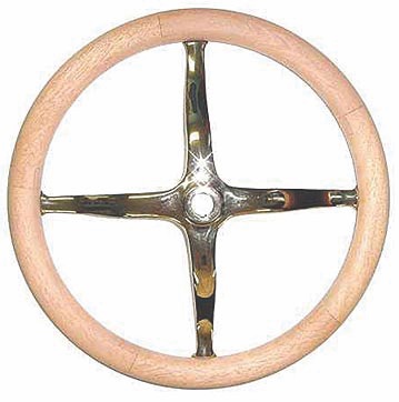 [04000-2] STEERING WHEEL CHROME/MAHOGANY 14 INCH 1909-16