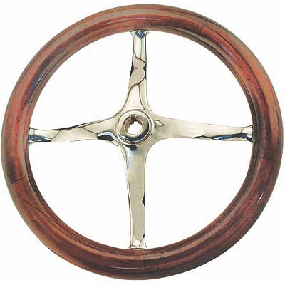[04001-2] STEERING WHEEL- CHROME/HARDWOOD 1909-27 12-1/2" DIAMETER