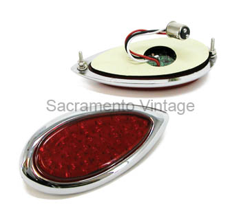 [13256] TAIL LAMP L.E.D FLUSH MOUNT 1938-39 12v w- chrome bezel - no pad