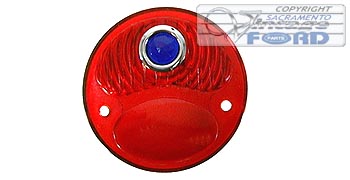 [00728-2] TAIL LAMP LENS- GLASS / ALL RED w/ blue dot 1928-31