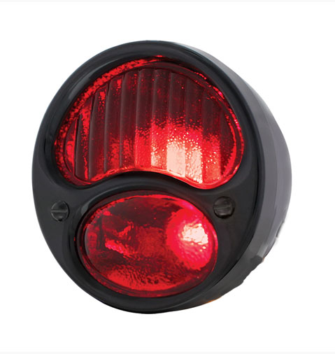 [00725-1-1] TAIL LAMP- RIGHT / ALL BLACK / W/ RED LENS / 12V INCANDESCENT/ 1928-31
