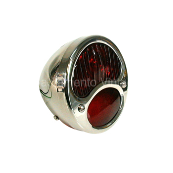 [00725-5] TAIL LAMP- LEFT / ALL STAINLESS WITH RED & LICENSE LENS / 12 VOLT INCANDESCENT/ 1928-31