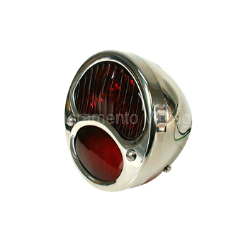 [00725-6] TAIL LAMP- RIGHT / ALL STAINLESS WITH RED LENS / 12V INCANDESCENT/ 1928-31