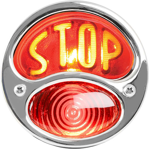 [00725-2-1] TAIL LAMP- RIGHT / ALL STAINLESS WITH S-T-O-P LENS / 12V INCANDESCENT/ 1928-31