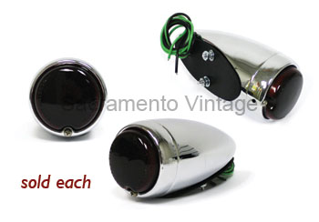 [13262-1] TAIL LAMP- BULLET STYLE CHROME WITH CHROME BEZEL - STANDARD BULB