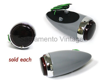 [13262] TAIL LAMP- BULLET STYLE PRIMERED WITH CHROME BEZEL - STANDARD BULB