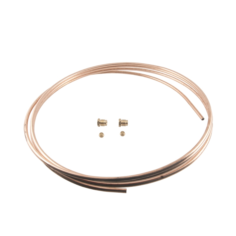 [05856-1] FUEL LINE- GAS TANK TO ENGINE COPPER PLATED STEEL LINE- 1/4" W/BRASS FITTINGS 12' ROLL