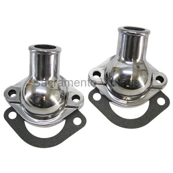 [07668-2-2] THERMOSTAT HOUSINGS FOR 1-1/4" HOSE / INCLUDES GASKETS- POLISHED 1948-1953