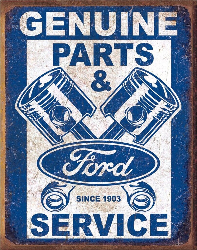 [09667-2] TIN SIGN- GENUINE FORD PARTS AND SERVICE 12.5 X 16