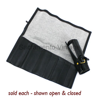 [03091] TOOL ROLL- BLACK WITH BRASS BUCKLE AND 7 POCKETS 13" X 13" OPEN