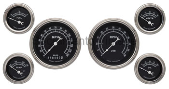 [13028-6] TRADITIONAL GAUGE SET (6) STAINLESS BLACK WITH GM SENDERS