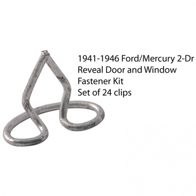 [06772-1] TRIM CLIP SET- DOOR GLASS & QUARTER WINDOWS - CURVED- TUDOR SEDAN 1941-48