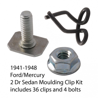 [06772] TRIM CLIP & BOLT SET- DOOR GLASS & QUARTER WINDOWS - STRAIGHT- TUDOR SEDAN 1941-48