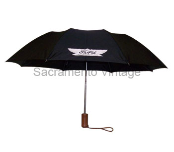 [09061] UMBRELLA- AUTOMATIC / BLACK WITH WHITE MODEL T WINGED EMBLEM 