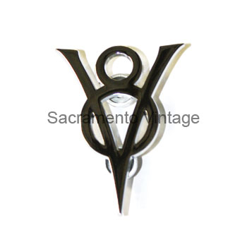 [06249] V-8 EMBLEM- HOOD SIDE 1934 PICKUP AND LUGGAGE RACK 1934-36 CHROME