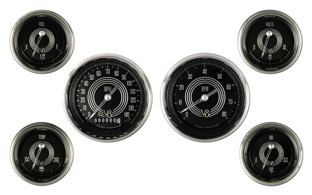 [13053] V8 SPEEDSTER GAUGE SET (6) W/ FORD SENDERS - INCLUDES TACHOMETER