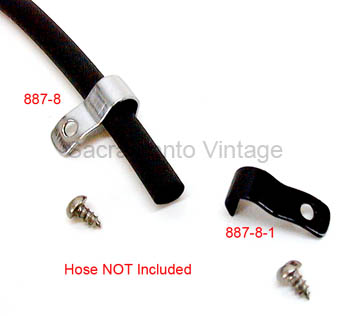 [00887-8-1] VACUUM HOSE CLIP @ W/S chrome 1930-31