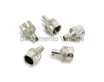 [00019-8] VALVE STEM CAPS (5) replacement 1928-80 METAL WITH CORE FORK END