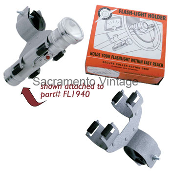 [FL1942] VINTAGE FLASHLIGHT HOLDER MOUNTS TO STEERING COLUMN UP TO 1-7/8 DIA.