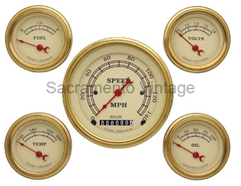 [13027-B] VINTAGE GAUGE SET (5) GOLD/TAN GM SENDERS
