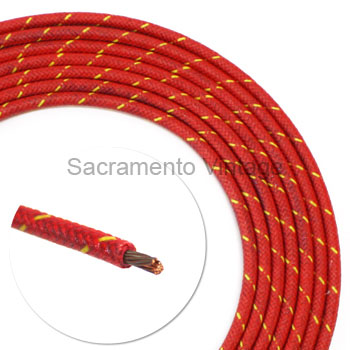 [17655] VINTAGE WIRE 12 GA RED W/1 YELLOW 10 FT ROLL