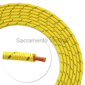 [17661] VINTAGE WIRE 12 GA YEL W/1 GREEN 10 FT ROLL