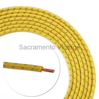 [17662] VINTAGE WIRE 12 GA YEL W/2 GREEN 10 FT ROLL