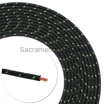[17612] VINTAGE WIRE 14 GA BLACK W/1 GREEN 16 FT ROLL