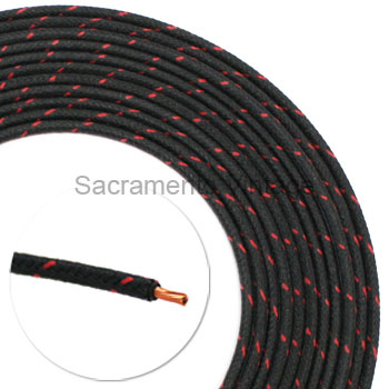 [17611] VINTAGE WIRE 14 GA BLACK W/1 RED 16 FT ROLL