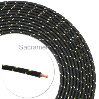 [17610] VINTAGE WIRE 14 GA BLACK W/1 YEL 16 FT ROLL