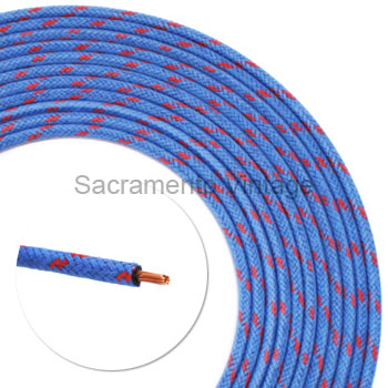 [17620-8] VINTAGE WIRE 14 GA BLUE/2-RED 8FT CLOTH COVERED