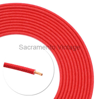 [17603-8] VINTAGE WIRE 14 GA RED 8 FT CLOTH COVERED