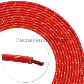 [17630] VINTAGE WIRE 14 GA RED W/1 YELLOW 16 FT ROLL