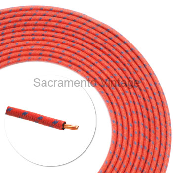 [17634] VINTAGE WIRE 14 GA RED W/2 BLUE 16 FT ROLL