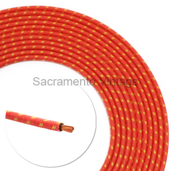 [17633] VINTAGE WIRE 14 GA RED W/2 YELLOW 16 FT ROLL