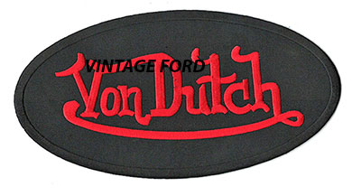 [02663-66] VON DUTCH RED SIGNATURE PATCH 8-1/2" x 4-1/2"