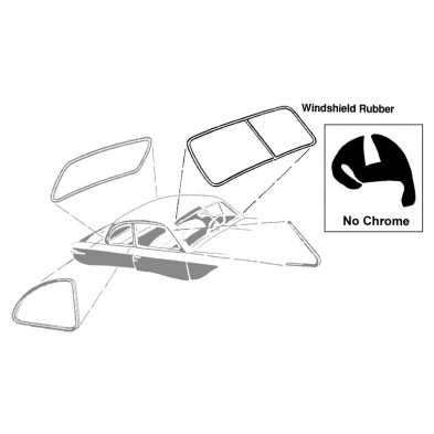 [498345] WINDSHIELD SEAL- 1949-51 CLOSED CAR- NO CHROME GROOVE