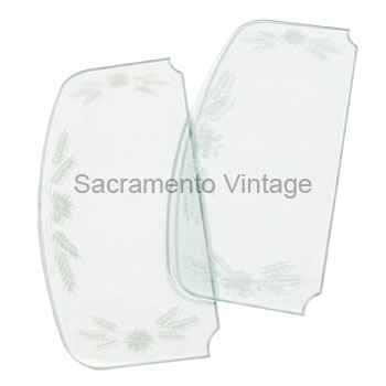 [00865-10-E] W/WING GLASS- 'Floral' Coupe/Tudor 1928-29 - ceramic fired design-