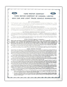 [09360-37] WARRANTY INFO SHEET P.U 1968