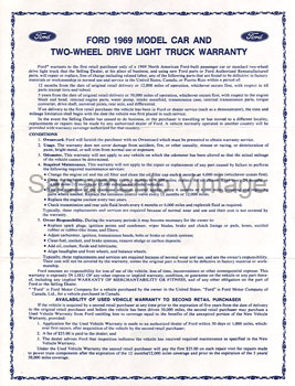 [09360-38] WARRANTY INFO SHEET P.U 1969