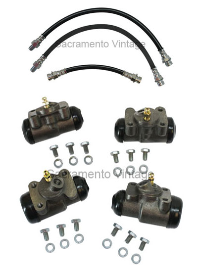 [05260-4-2] WHEEL CYLINDER & HOSE SET- FRONT & REAR 1939-1948 PASSENGER / 1939-1941 PICKUP
