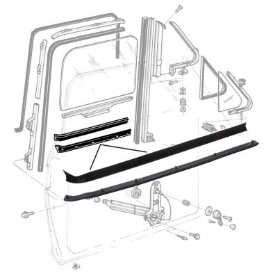 [208449-1] WINDOW ANTI RATTLER SET 1973-79 F100-500 RIGHT FOR 1 DOOR 2-PCS